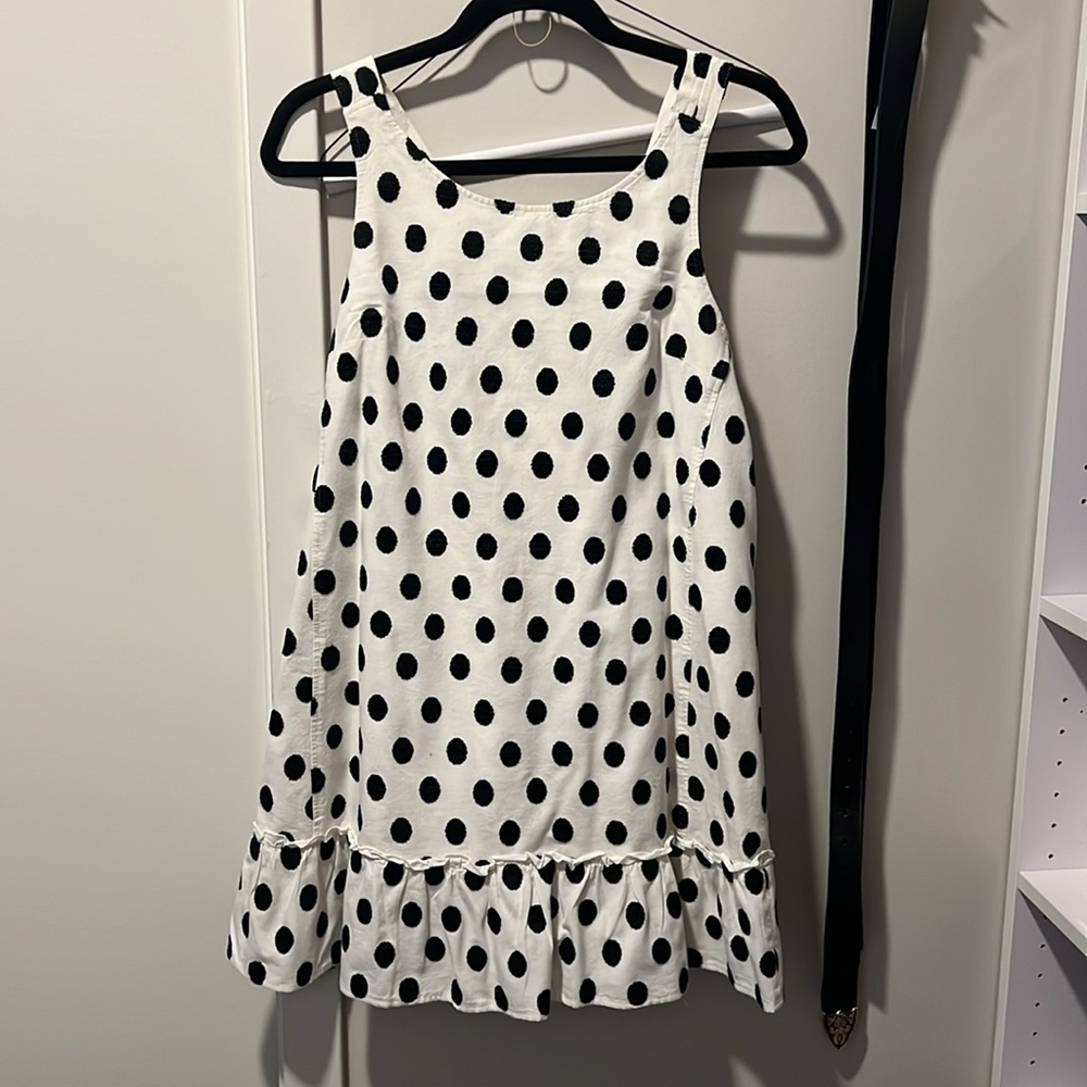 Sezane Linen Polka Dot Dress w/ Bow